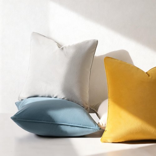 Ailuteie Throw Pillow Covers 18x18 Set of 2 – Solid Decorative Pillow Cases for Couch, Sofa, Bed – Square Cushion Covers with Piping (No Insert) Light Gray