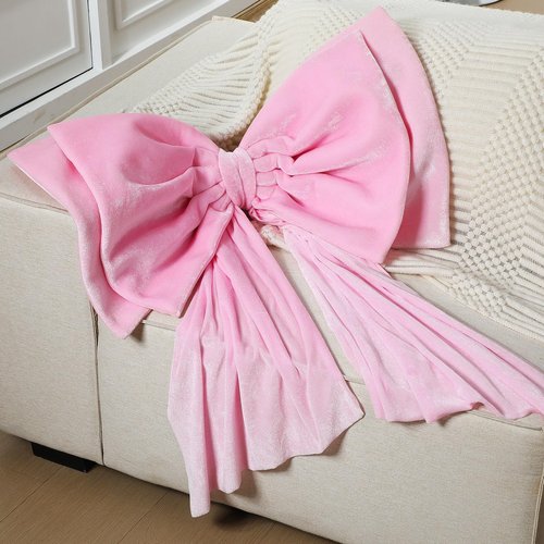 Weysat Large Pink Bow Decoration Soft Velvet 35x31 Inch Big Coquette Bow for Party Room Wall Decor, Giant Velvet Tie Hanging Birthday Party Gift Wedding Sofa Bedroom Living Room