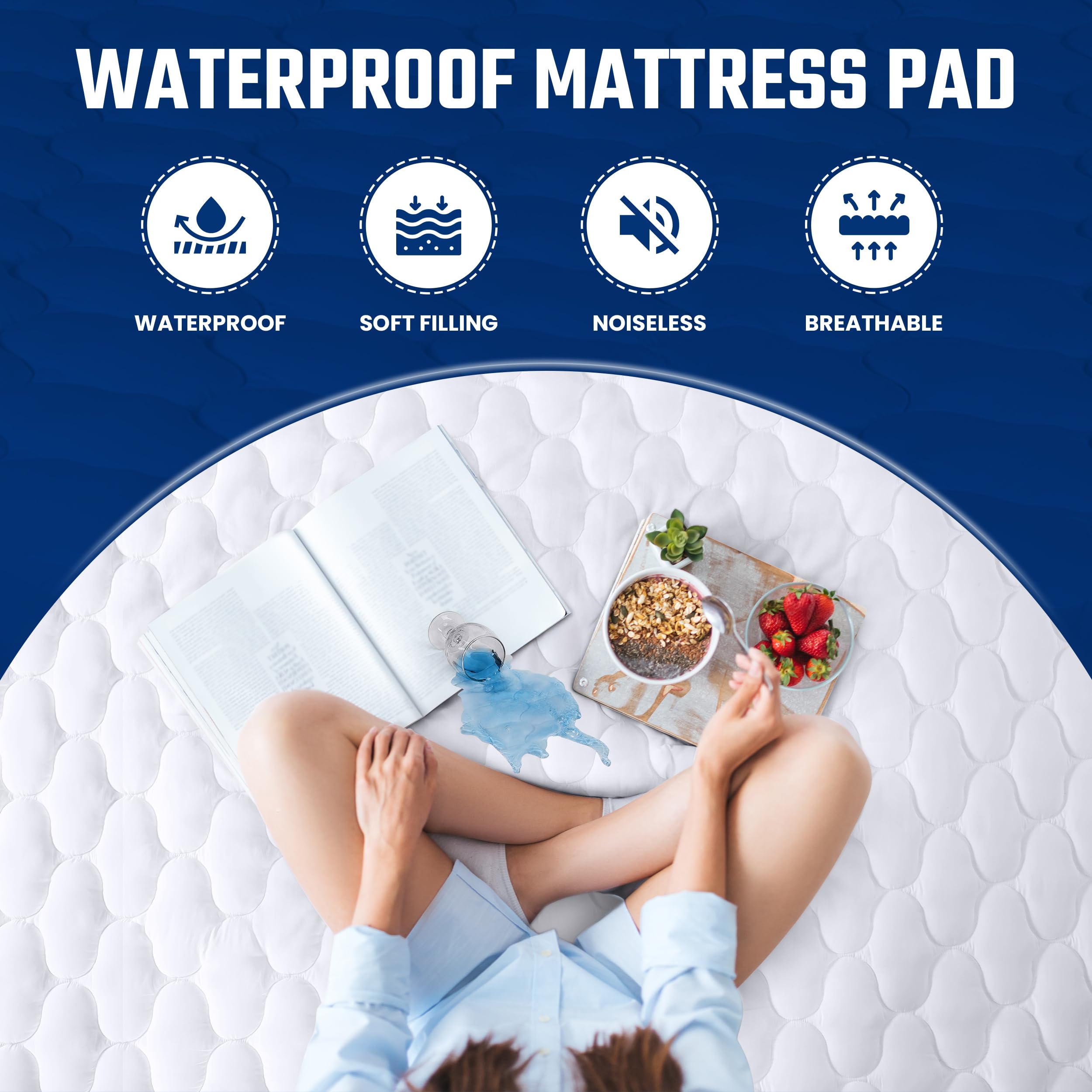 Utopia Bedding 2 Pack Waterproof Mattress Protector, King Mattress Pad, Noiseless Quilted Fitted Cover with Deep Pocket Stretches up to 16 Inches (White)