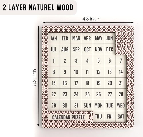 Daily Calendar Puzzle by Skiennix - Challenging Wooden Puzzle for Adults | Perfect Easter & Christmas Gift