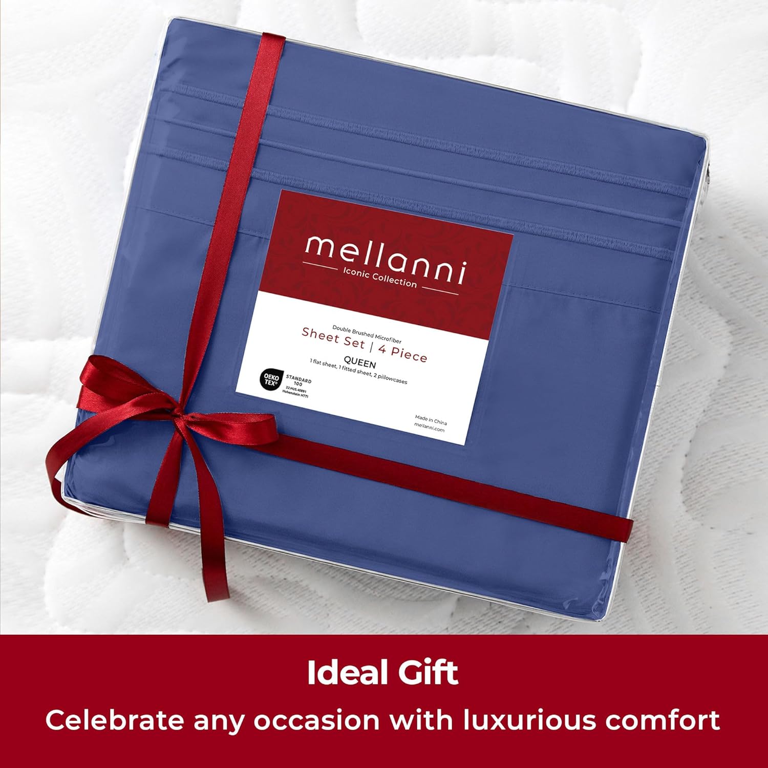 Mellanni Twin XL Sheets Set - 3 PC Hotel Luxury Bedding - Extra Soft, Cooling, Stain Resistant | Blue Nova