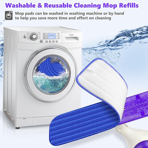 Reusable Mop Pads Compatible with Swiffer PowerMop, Microfiber Mop Pads Refills Mop Heads Replacement for Swiffer Mop Spray Mop Floor Mop, Washable Reusable Floor Mopping Refills, 6 Pack