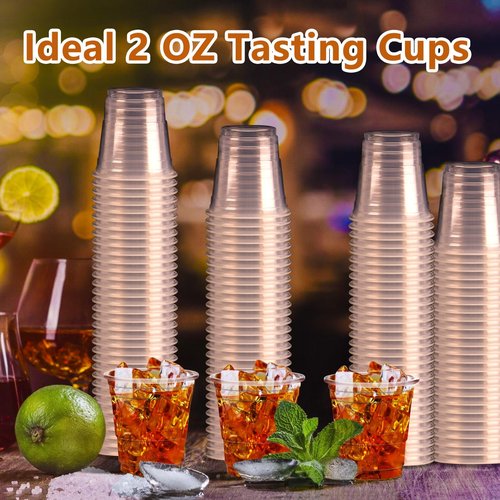 GGOLDMER 300 Pack 2oz Plastic Shot Glasses - Disposable Shot Glasses Mini Shot Cups for Wedding, Holiday, Party, 2 oz Shot Cups for Beer, Vodka, Whiskey, Tequila, Snacks (Clear)