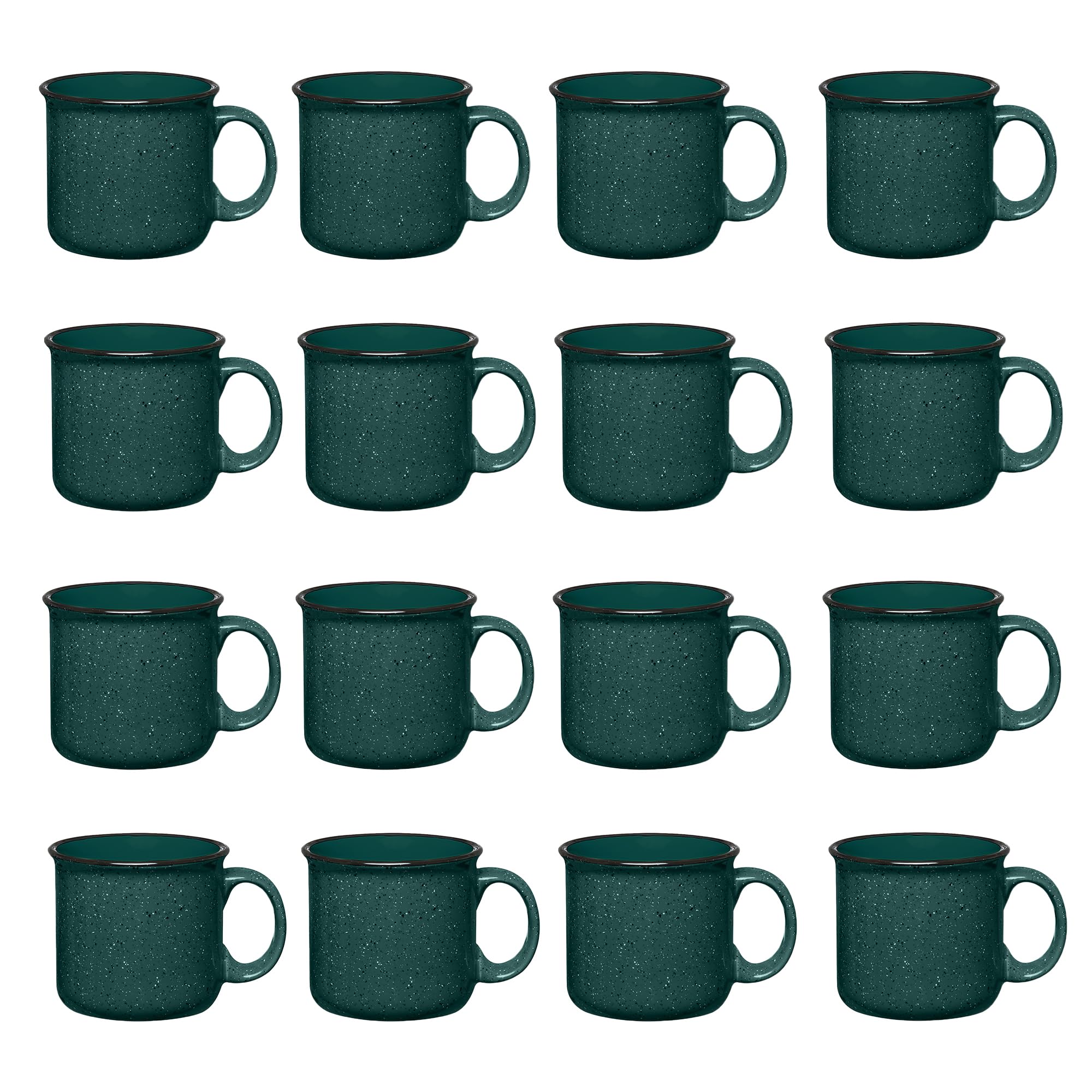 Gifts by Design Set of 16 Ceramic Campfire Mugs – 15 Oz, Green – Coffee & Tea Cups for Home, Work, Travel, Camping – Customizable, Great for DIY, Events, Companies