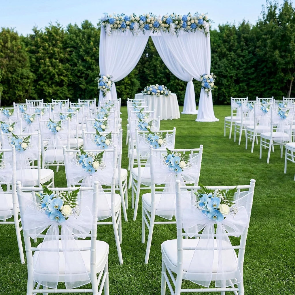 Tosnail Organza Chair Sashes - 30 Pack Tulle Bow Ties for Weddings & Parties | 108 x 6.7 Inches, White