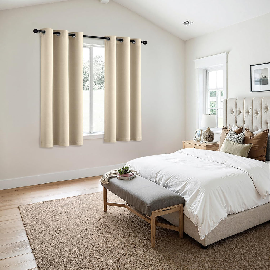 MIULEE Blackout Curtains - Cream Beige Thermal Insulated Room Darkening Drapes | 63 Inches Long, 2 Panels