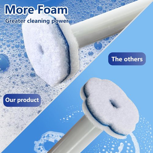 FHORAIN Toilet Wand Refills - 40 Count Disposable Brush Heads with Extra Thick Foaming Power | Strong Cleaning & Scrubbing