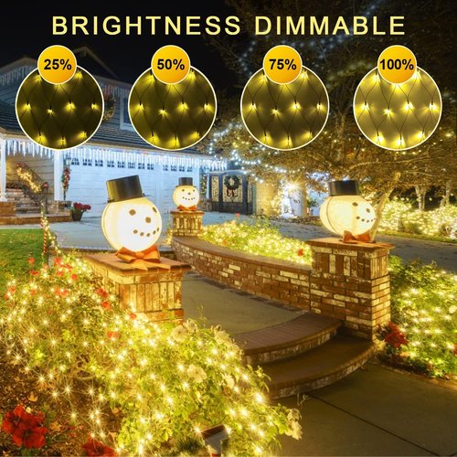 JMEXSUSS 360 LED Christmas Net Lights - Waterproof Connectable 12ft x 5ft Warm White Mesh Lights for Outdoor Bushes