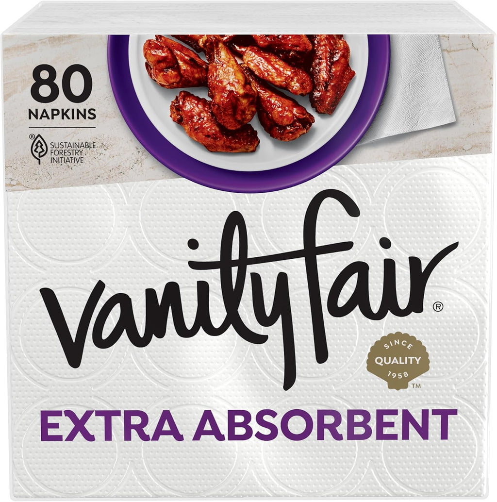 Vanity Fair Premium Paper Napkins - Extra Absorbent & Durable | 80 Count for Everyday Use