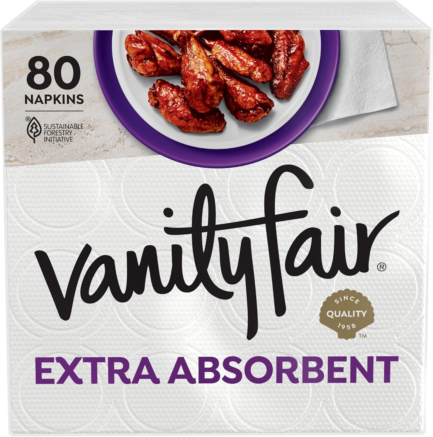Vanity Fair Premium Paper Napkins - Extra Absorbent & Durable | 80 Count for Everyday Use