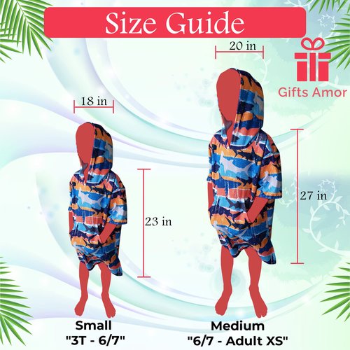Gifts Amor Hooded Towel, Bath Pool Beach Poncho for Kids, Quick Dry/Sand Resistant, Small (3-10 Year Old), Dinosaurs