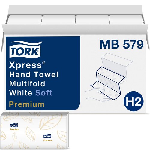 Tork Xpress Paper Towel Dispenser (White) and Tork Xpress Soft Multifold Hand Towels (16 Packs)