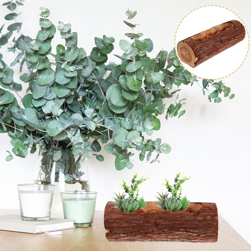 GANAZONO Wooden Pile Candle Stand - Natural Log Plant Pot Holder for Creative Home Decor | Garden Tabletop Ornament