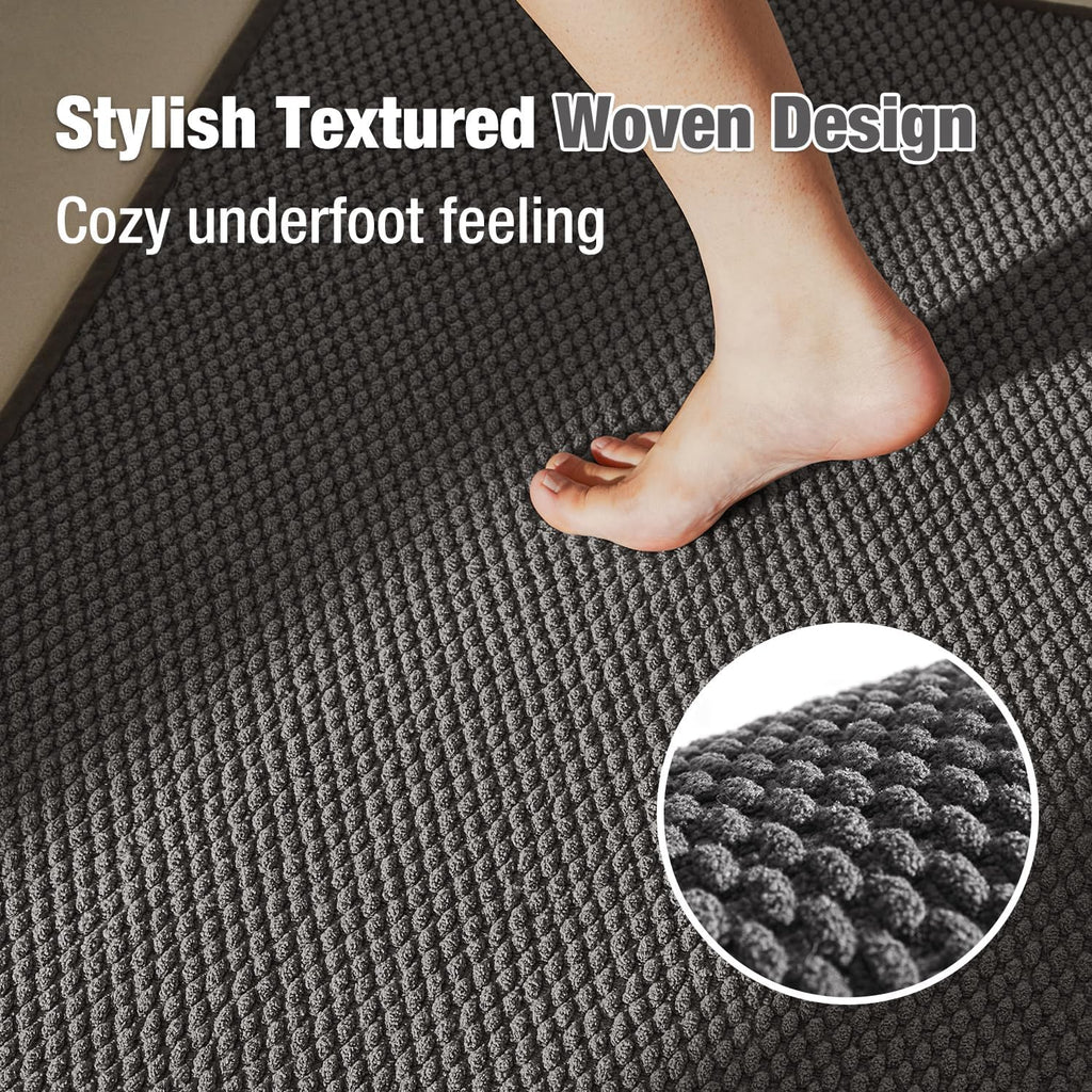 TYUU Bathroom Rug - Non-Slip, Super Absorbent & Quick-Dry Mat | Dark Grey 16"x24"