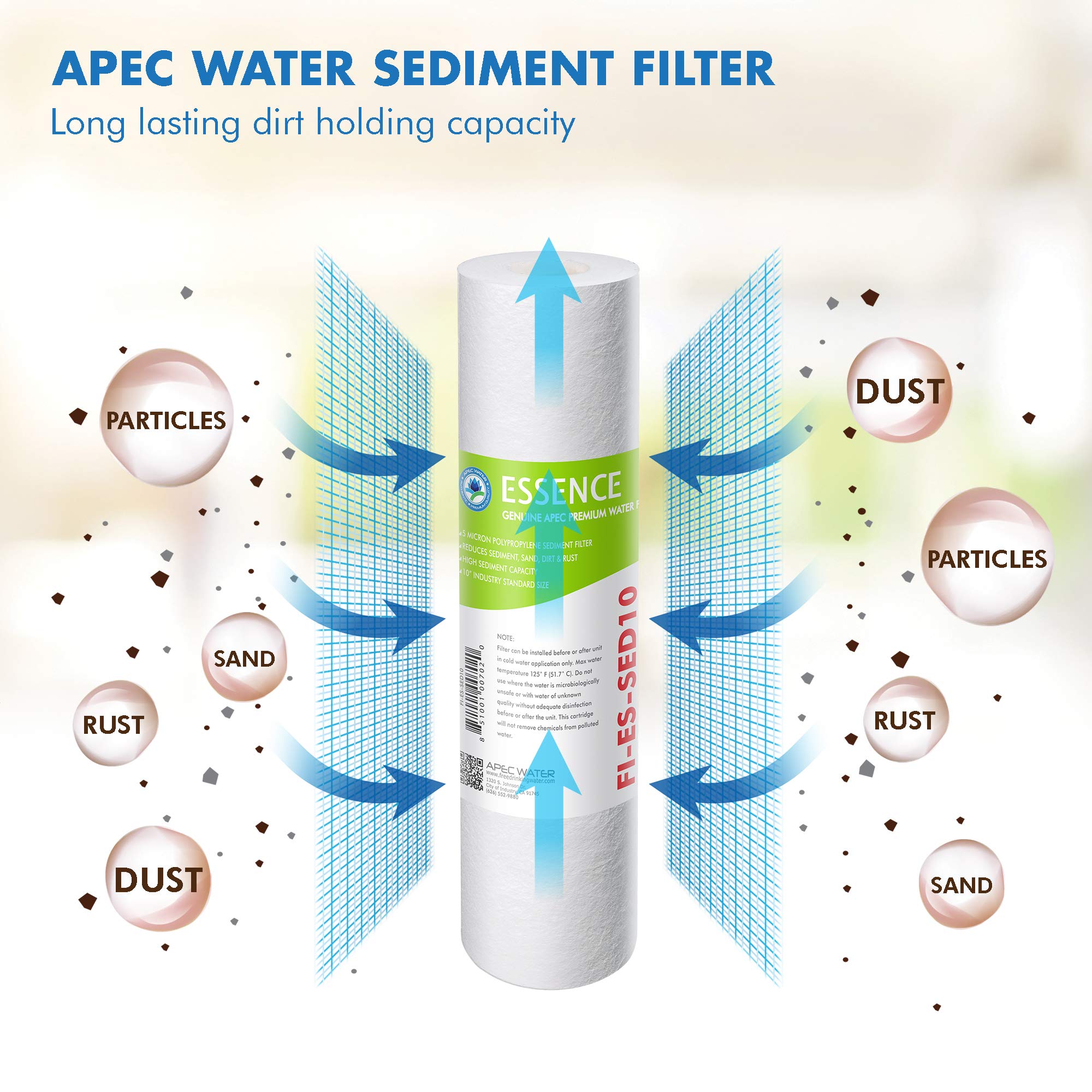 APEC MEM-ES-50 50 GPD Membrane Filter for Reverse Osmosis System and FI-ES-TCR-QC 10" High Capacity Inline Carbon Filter, White