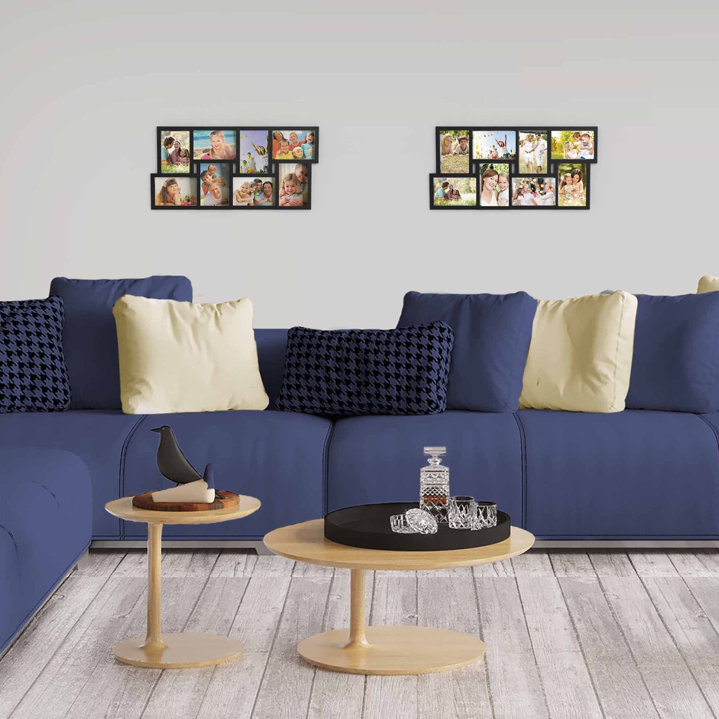 Collage Picture Frame with 8 Openings for 4x6 Photos- Wall Hanging Multiple Photo Frame Display for Personalized Decor by Lavish Home (Black)