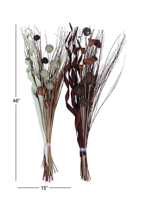 Deco 79 Dried Plant Foliage Home Decor Natural Foliage Natural Dried Foliage, set of 2 Foliage for Decoration 15" x 15" x 46", Brown