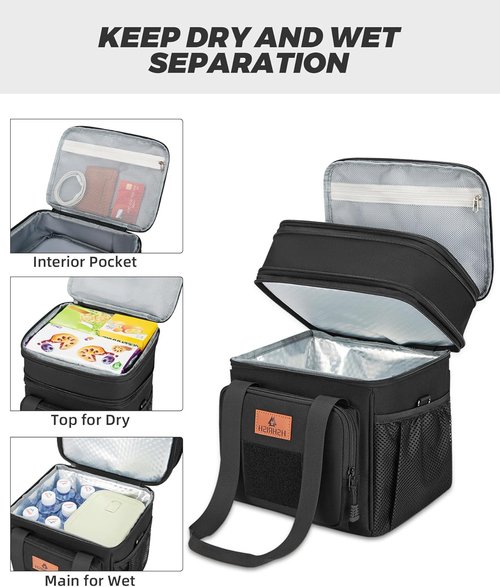 HSHRISH Tactical Lunch Box - Durable Insulated Cooler Bag for Men | Expandable, 20 Can Capacity, Black