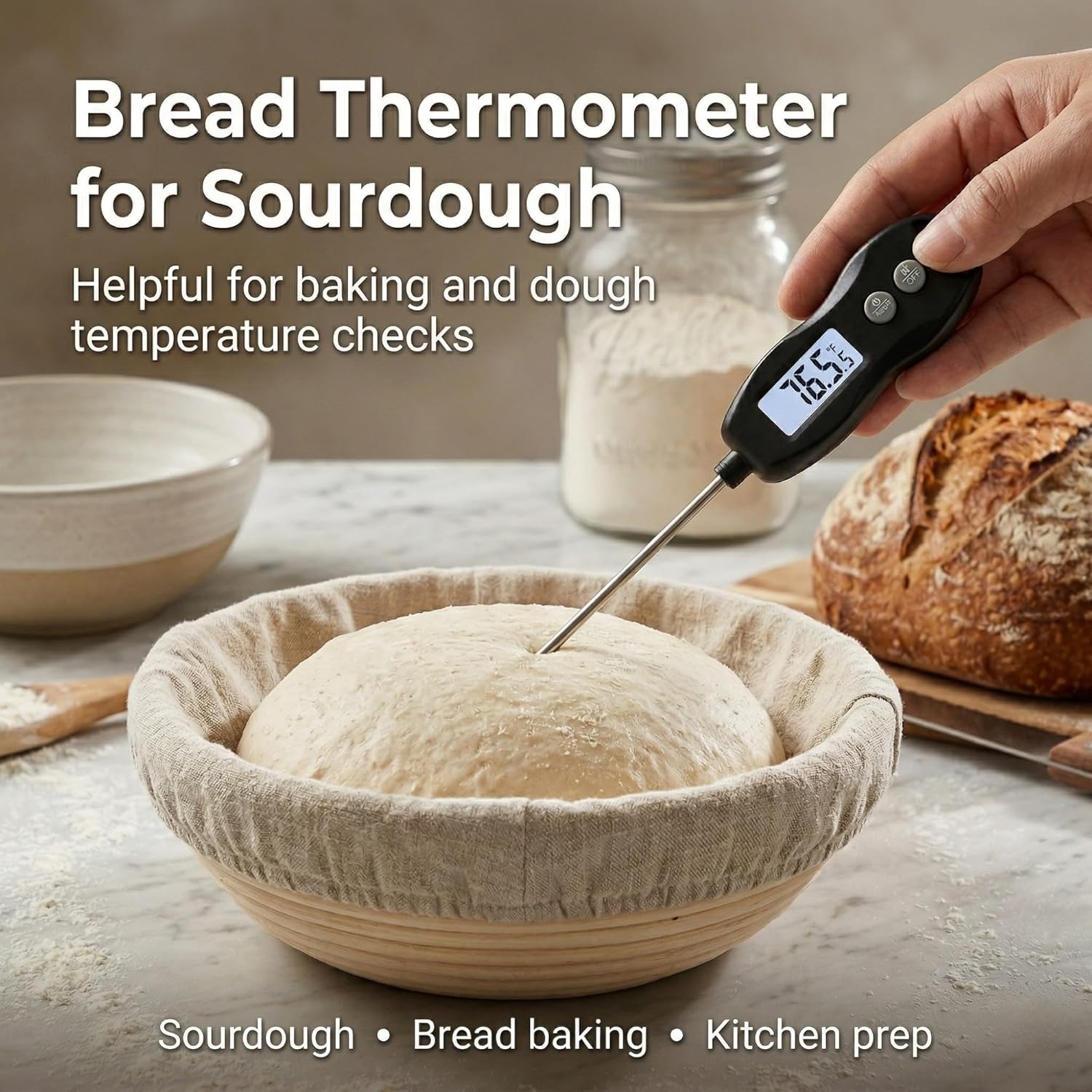 Meat Thermometer Digital - Instant Read Waterproof Food Thermometer with Backlight for BBQ, Grilling & Baking (Black)