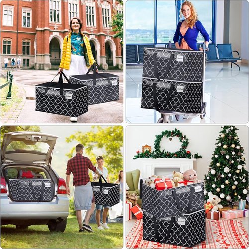 Extra Large Moving Bags by [Brand Name] - Heavy-Duty Storage Totes with Zipper Top | 100L, Black & Gray, 2-Pack