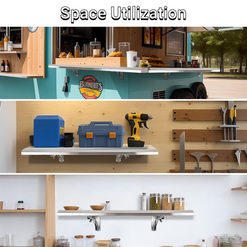 Toriexon Folding Concession Shelf 36" x 18", Stainless Steel Drop Down Serving Food Shelf for Concession Windows