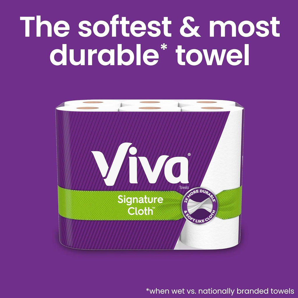Viva Signature Cloth Paper Towels - 12 Triple Rolls with 141 Sheets Each for Superior Absorbency