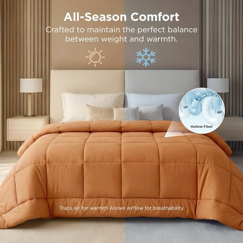 Bedsure Comforter Duvet Insert - Oversized King Size All-Season Down Alternative Bedding | GentleSoft Burnt Orange 116x98 Inches