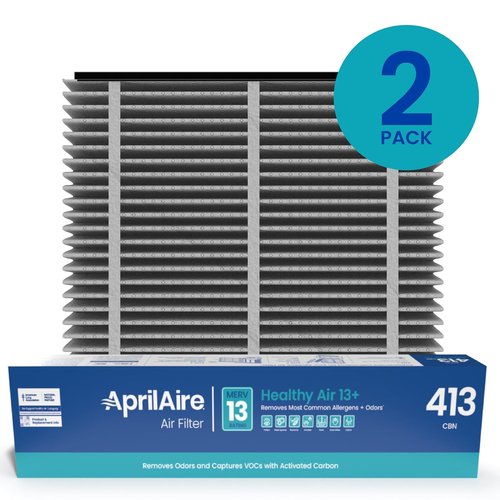 AprilAire 413CBN Replacement Filter - MERV 13 Carbon Air Filter for Whole House Purifiers | 16x25x4 (Pack of 2)
