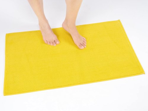 Cotton Paradise 100% Cotton Bath Mat - Non-Slip, Soft & Absorbent, Quick Dry, 17x24 Inch, Yellow