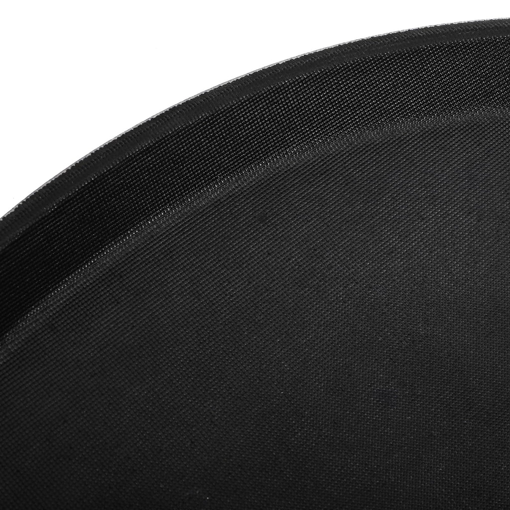 TOPZEA 3 Pack Large Restaurant Serving Tray, 18 Inch Plastic Black Round Server Tray, Non-Slip Rubber Lined Bar Drink Trays Cafeteria Buffet Food Service Trays for Coffee Table, Kitchen, Party