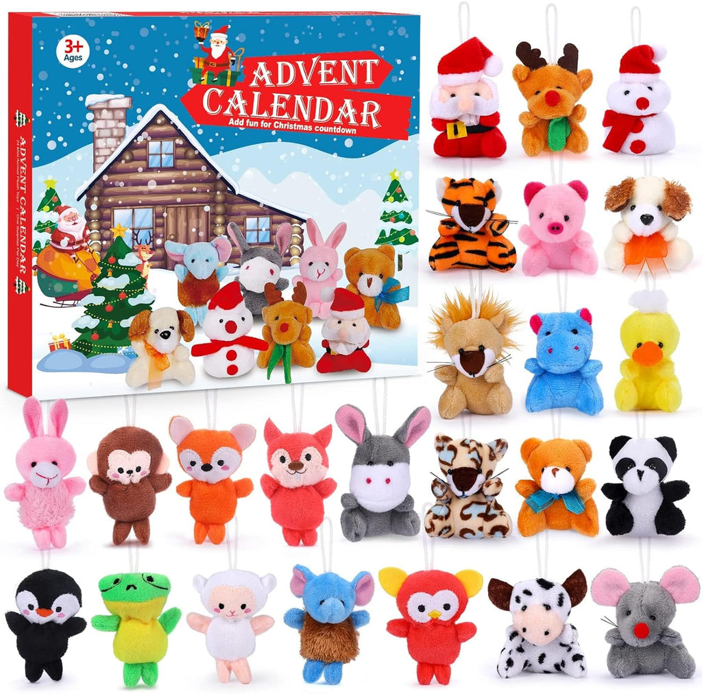 Advent Calendar 2025 - Kids' 24-Day Christmas Countdown with Mini Animal Plush Toys | Perfect Holiday Gifts