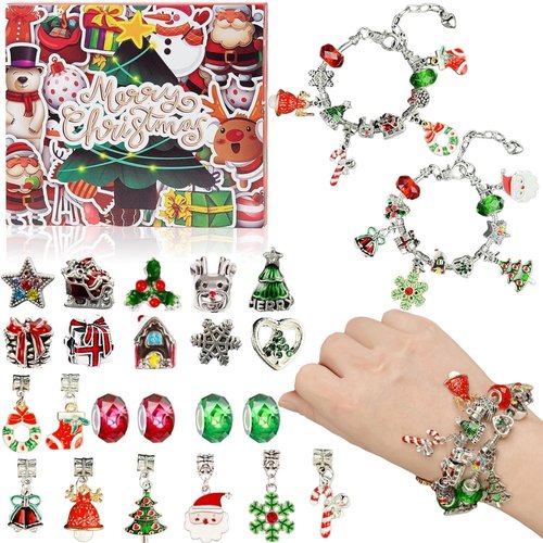 Advent Calendar 2025 - DIY Jewelry Charm Bracelet Kit for Girls | 24-Day Christmas Countdown Gift