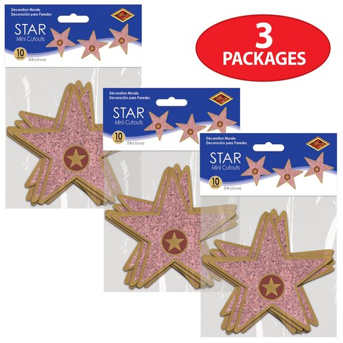 Beistle Mini “Star” Cutouts – 30-Count Double-Sided Cardstock Stars for Awards Night & Hollywood VIP Theme Parties – Customizable – Celebrity Event Decorations, 5"