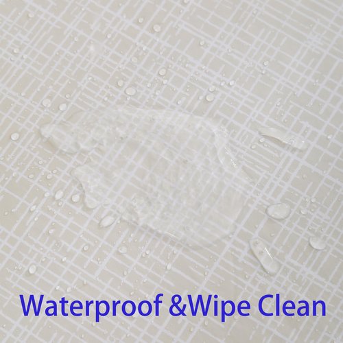 Heavy Duty Vinyl Tablecloth with Flannel Backing Waterproof Oil-Proof Plastic Table Cloth Stain-Resistant Wipeable Rectangle or Square Table Cover for Indoor and Outdoor (Beige Striped,60x84 Inch)
