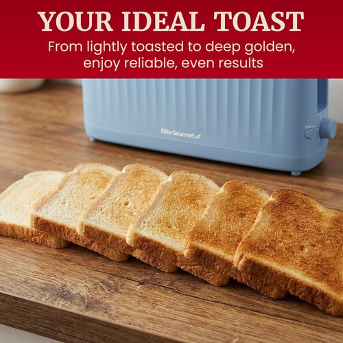 Elite Gourmet ECT2517OX SLIMTOAST™ 2-Slice, Long Slot Toaster, Cool-touch Body, 6 Toast Settings & Cancel Function, Extra Wide 1.5” Slot Easily Fits Bread, English Muffins, Bagels & Waffle, Ocean Blue