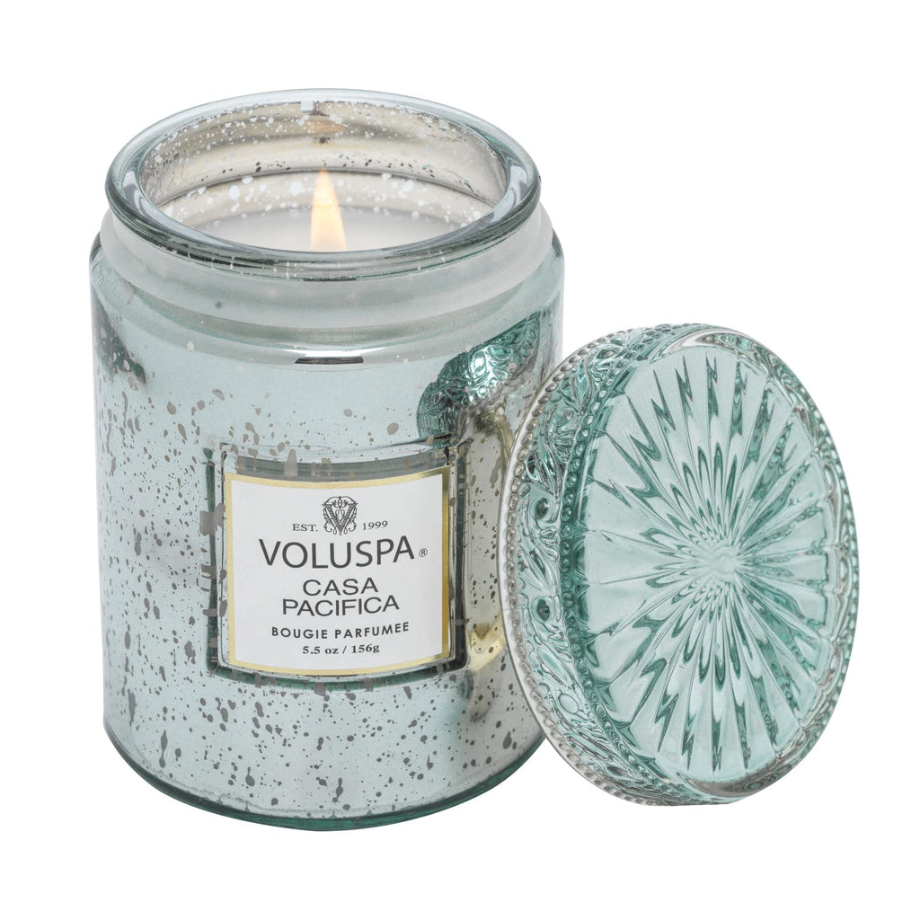 Voluspa Casa Pacifica Candle | Small Glass Jar | 5.5 Oz. | 50 Hour Burn Time | Hand-Poured Coconut Wax for a Clean Burn | Handcrafted in the USA