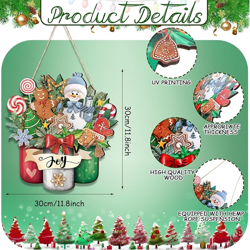 Snowman Christmas Welcome Door Hanger - Rustic Outdoor Front Door Sign (Variation: Snowman)
