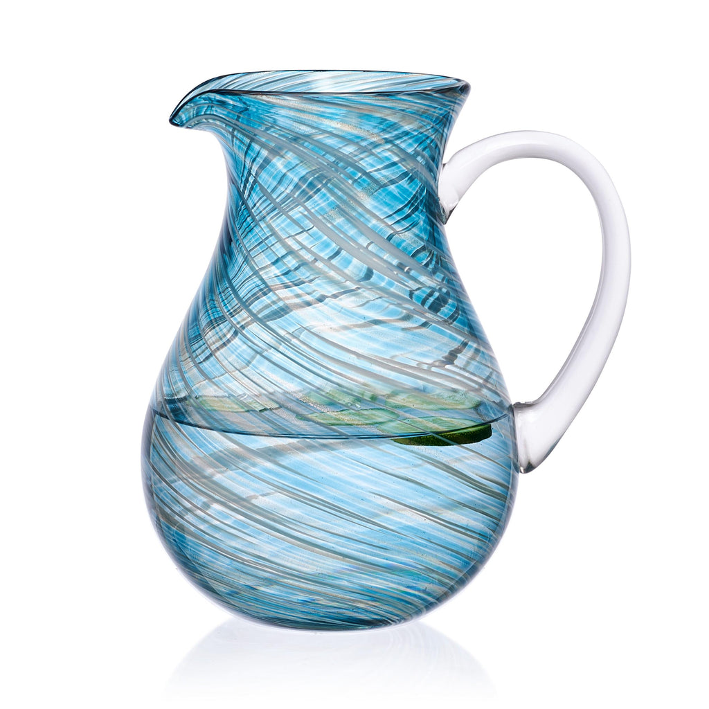 Mikasa Color Swirl Blue Glass Jug Pitcher, 2.25 Quart