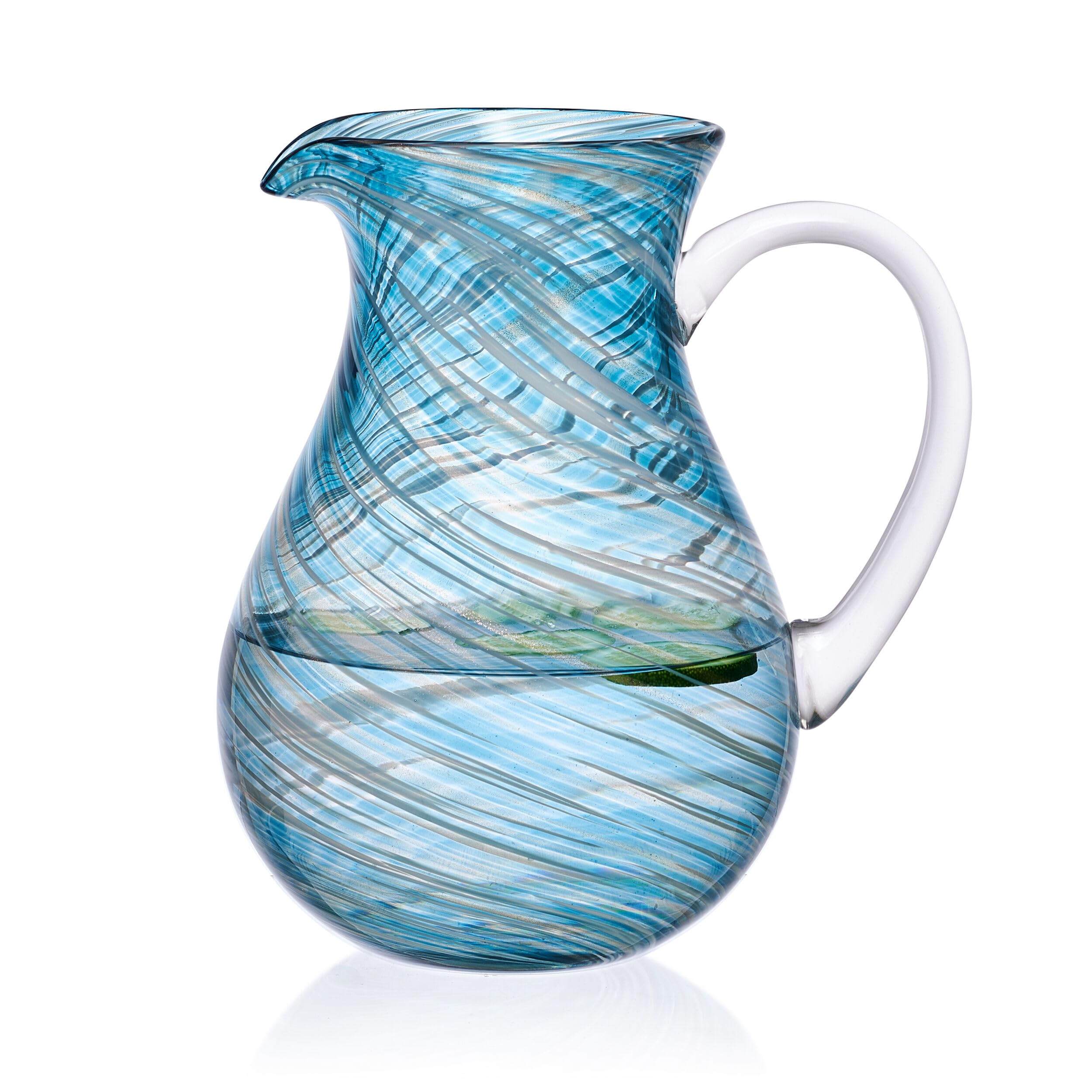 Mikasa Color Swirl Blue Glass Jug Pitcher, 2.25 Quart