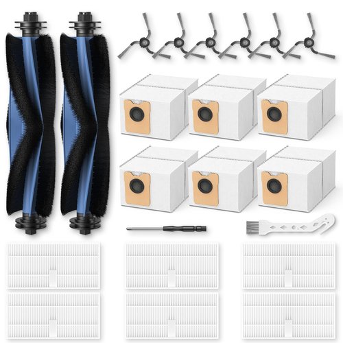 C10 Accessories for eufy C10 Robot Vacuum, 22 Pack Replacement Parts Include: 2* Main Rolling Brush, 6* Washable Filter, 6* Side Brush, 6* Dust Bag, 2* Cleaning Tool