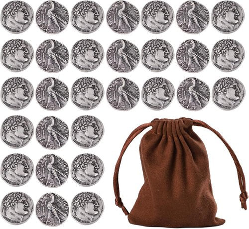 30 Roman Coins by [Brand Name] - Authentic Silver Judas Prop with Coin Bag | Unique Christian Gifts for Priests