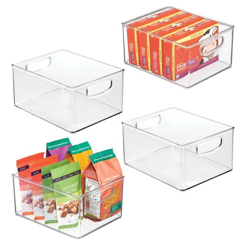 iDesign Stackable Storage Bin - Organize Pantry, Fridge, or Freezer, Set of 4, Clear, Made in USA