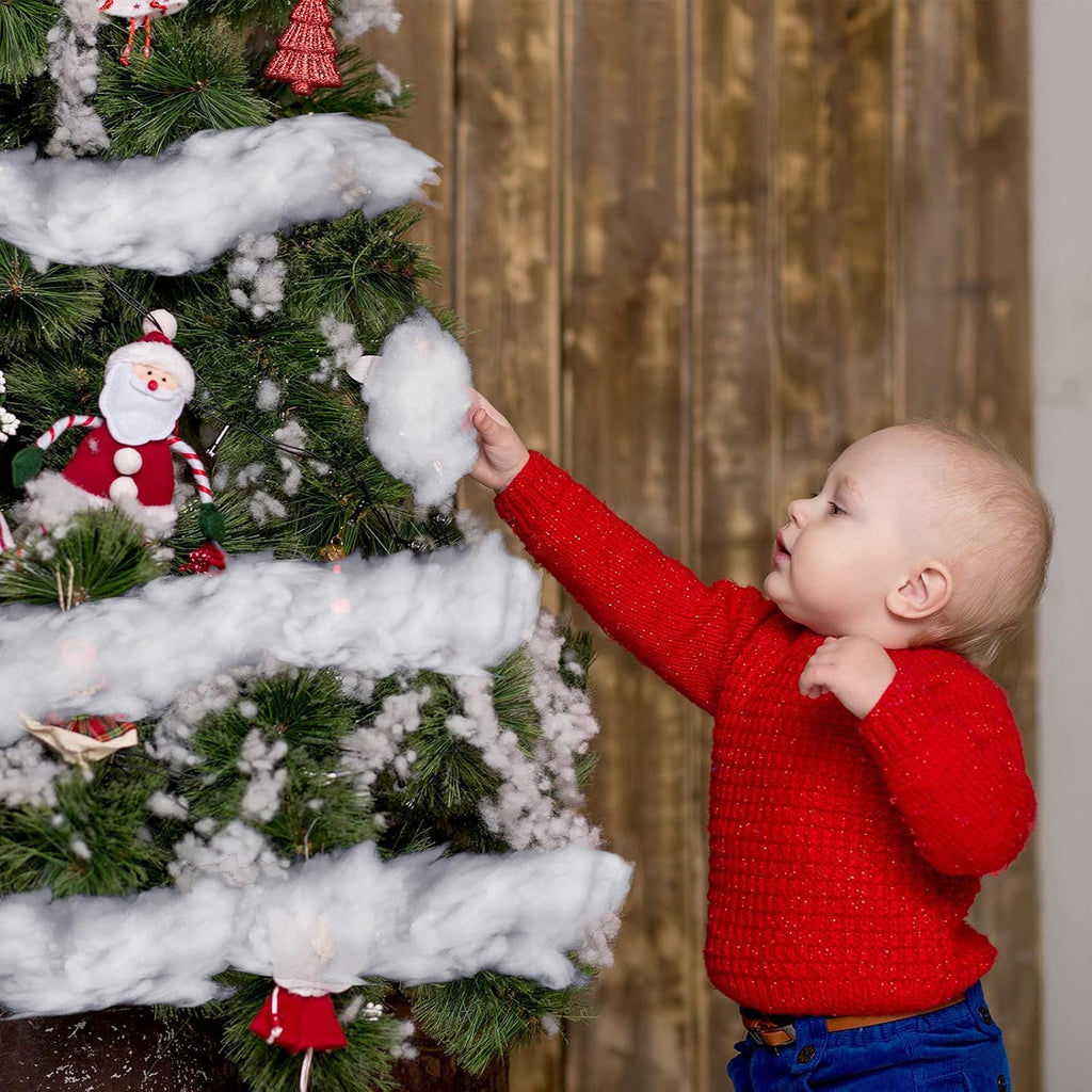 Riakrum Fake Snow Decor - Artificial Fluffy Fiber Stuffing for Tree Covering | 60g White Snow