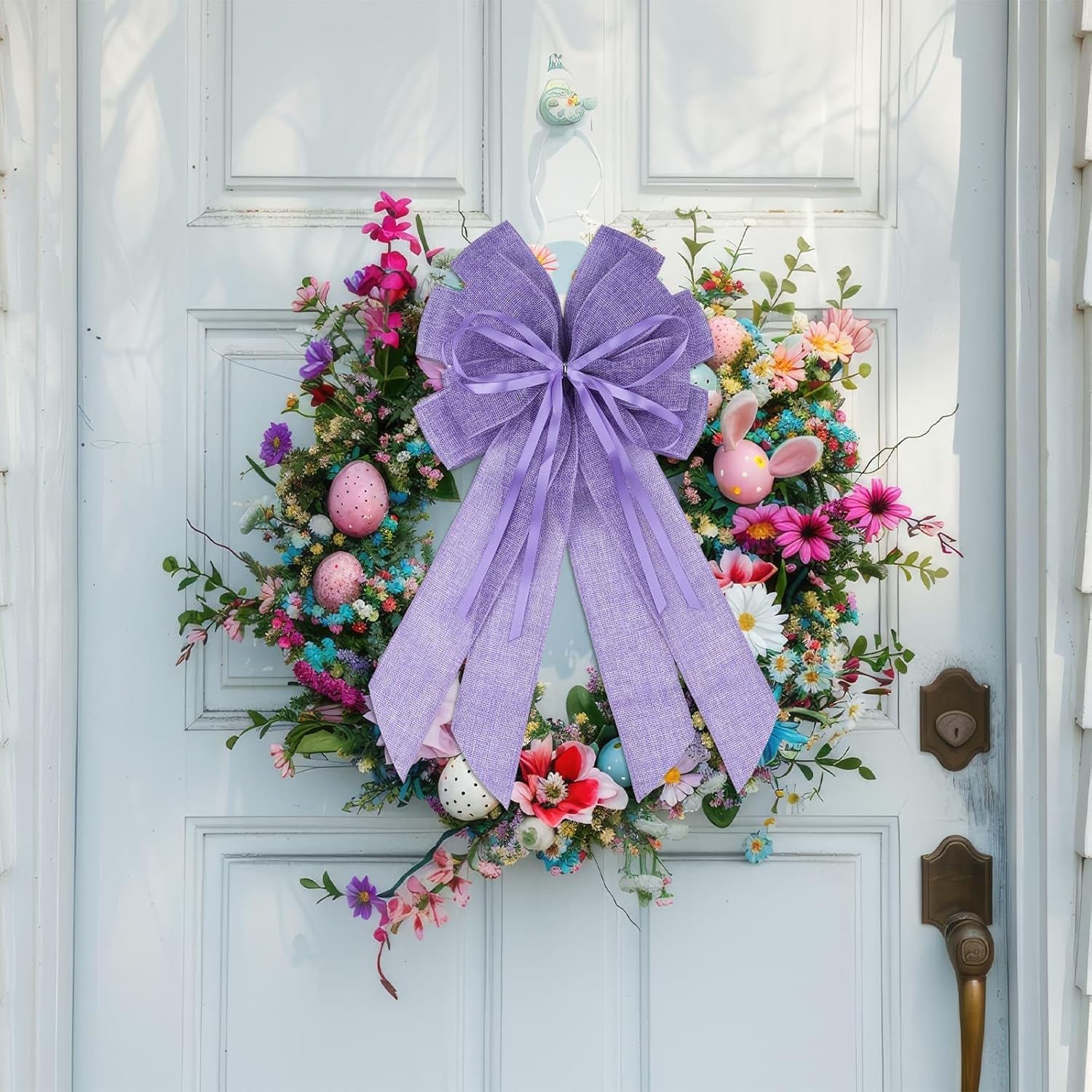 YKW Large Purple Burlap Bow - Elegant 20x11 Inch Wreath Decor for Weddings & Holidays | Indoor/Outdoor Use