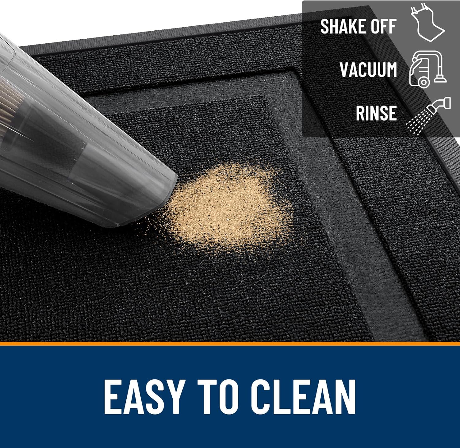 OLANLY Waterproof Front Door Mat - All-Season, Sturdy Natural Rubber, Easy Clean | 47x32, Jet Black