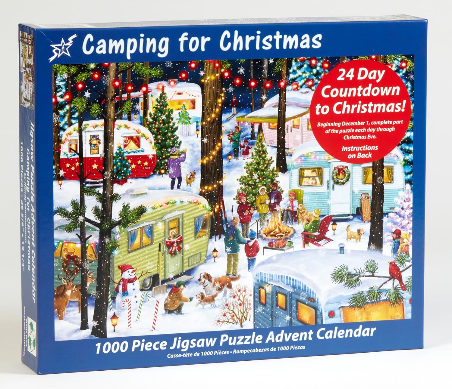 Vermont Christmas Company Jigsaw Puzzle Advent Calendar - 1000 Pieces Camping Design for Family Fun