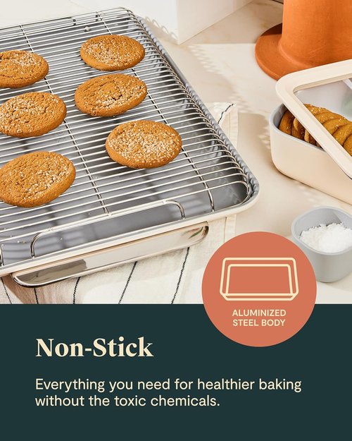Caraway Nonstick Ceramic Bakeware Set - 11-Piece Assorted Baking Pans & Cooling Rack - Non-Toxic Slate