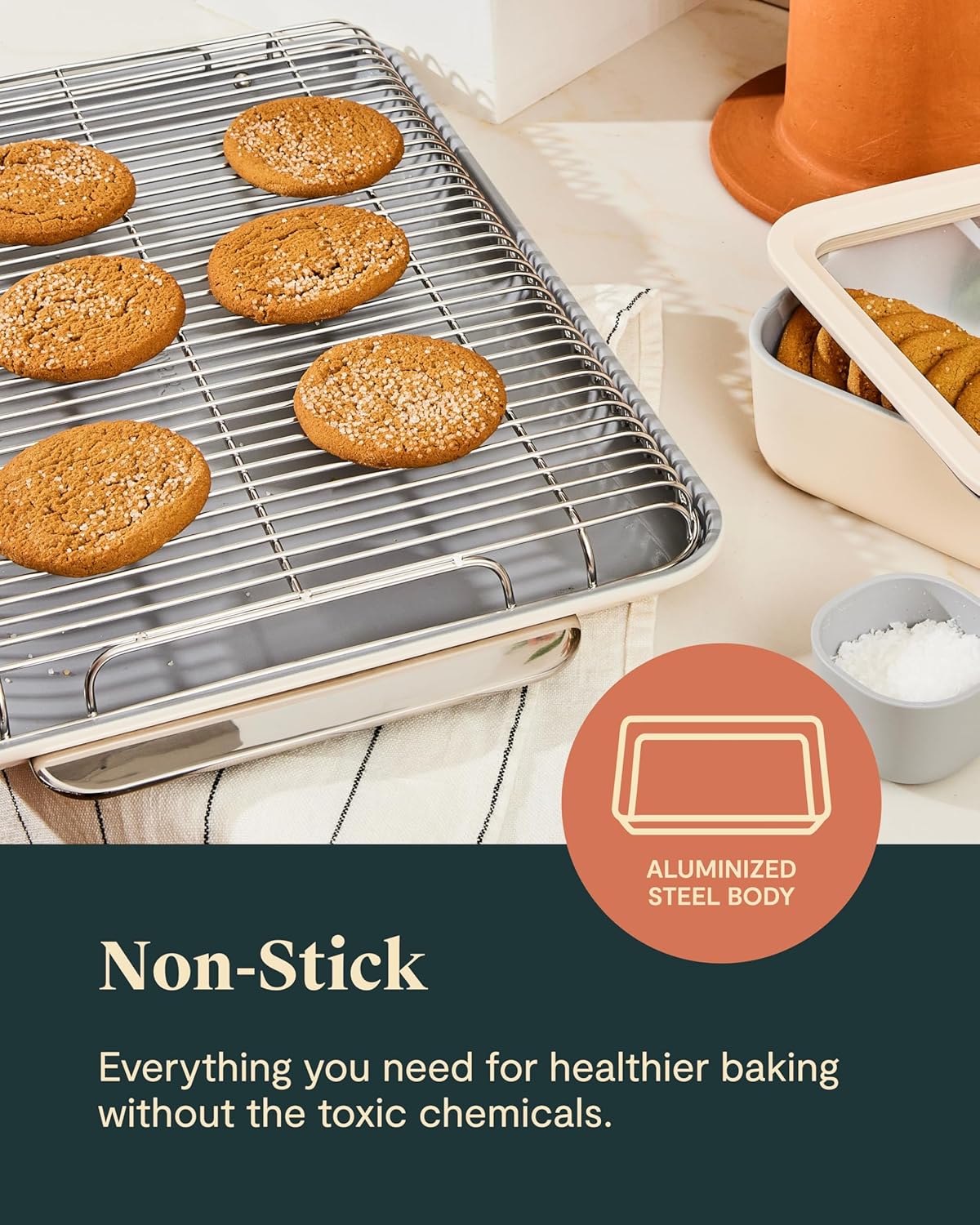 Caraway Nonstick Ceramic Bakeware Set - 11 Pieces with Baking Sheets, Pans & Cooling Rack - Non-Toxic, PTFE & PFOA Free - Black