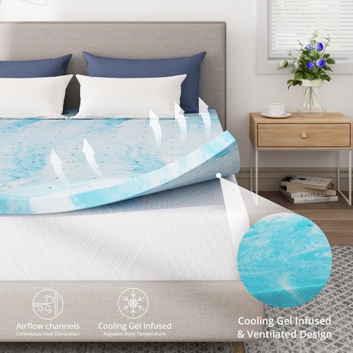 CH Charme Mattress Topper - 2 Inch Gel Infused Memory Foam for Back Pain Relief | Twin Size, Cooling Pad, CertiPUR-US Certified