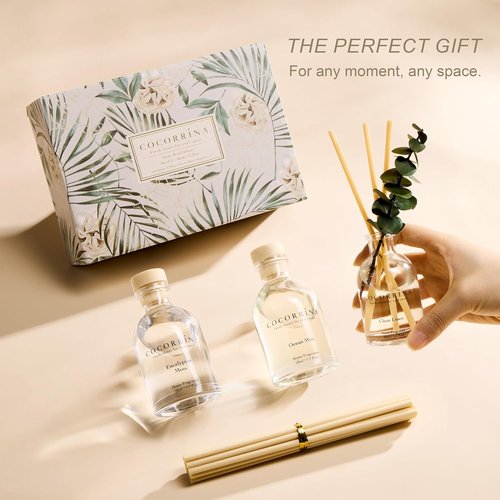 COCORRÍNA Eucalyptus Reed Diffuser Set - 3 Invigorating Scents: Eucalyptus & Moss, Clean Linen, Ocean Mist | 5.1 oz Total